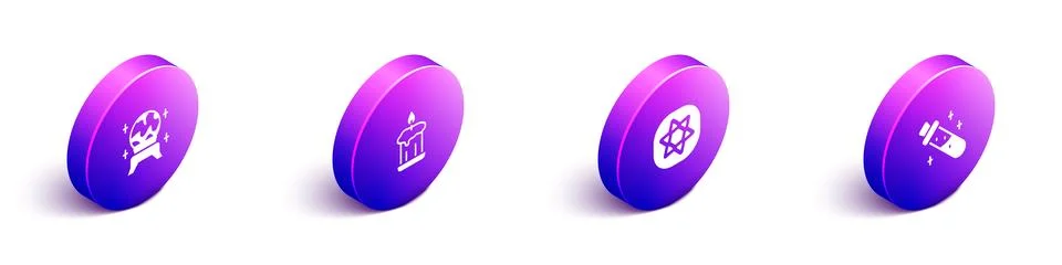 Set Isometric Magic ball, Burning candle, Tarot cards and Bottle with potio.. Stock Illustration