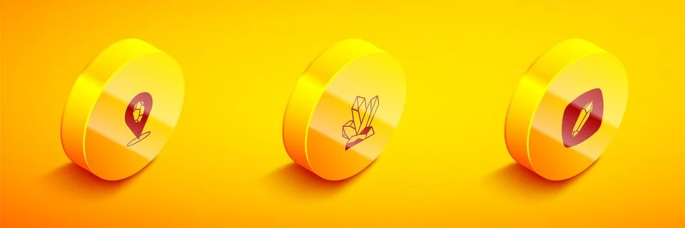 Set Isometric Magic stone, and icon. Vector Illustrazione stock