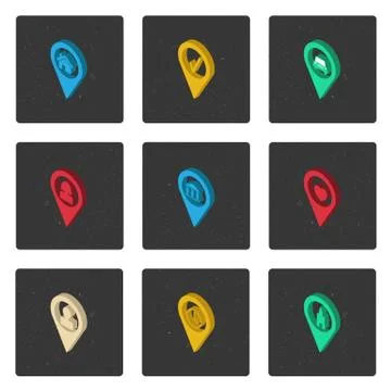 Set of isometric map icons イラスト素材