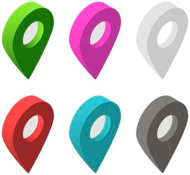 Set of isometric map pointers Stock Illustration