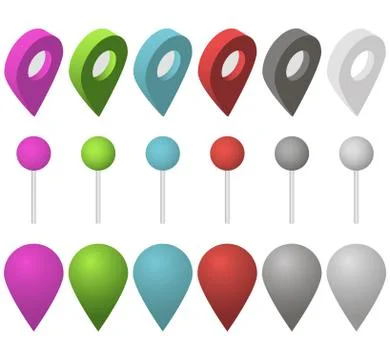 Set of isometric map pointers Stock Illustration