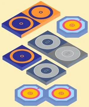 Set of isometric mat and area for freestyle wrestling, greco-roman wrestling  Stock Illustration