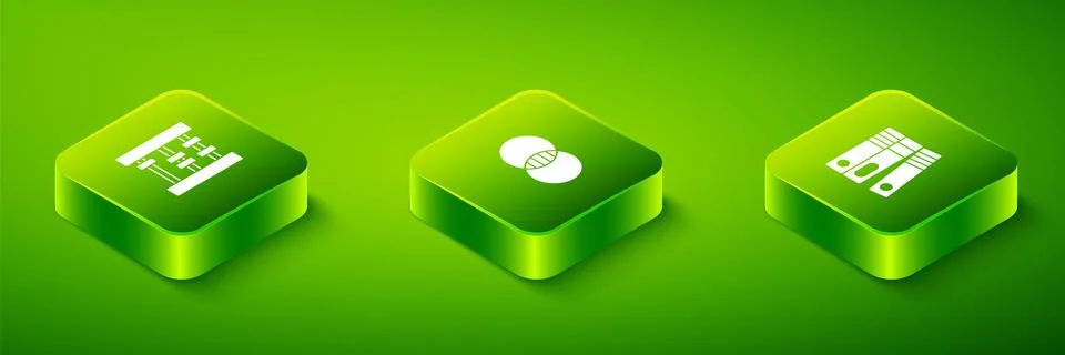 Set Isometric Mathematics sets A and B, Office folders and Abacus icon. Vector Stock Illustration
