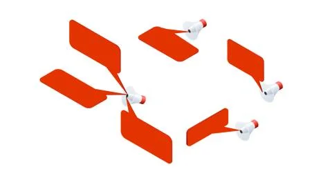 Set of isometric megaphone icons with copyspace Stock Illustration