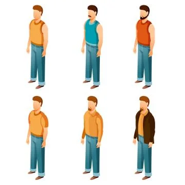 Set of isometric men icons Stock Illustration