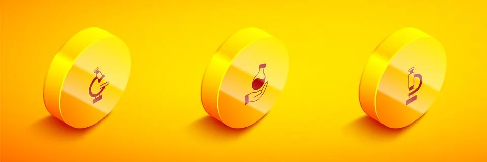 Set Isometric Microscope, Test tube and  icon. Vector イラスト素材