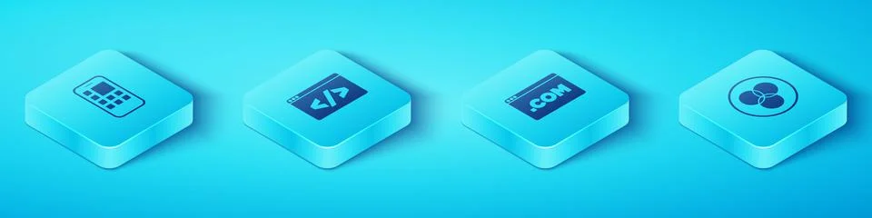 Set Isometric Mobile Apps, Front end development, RGB and CMYK color mixing and 스톡 일러스트