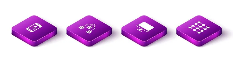 Set Isometric Mobile phone, Server, Data, Computer monitor and Neural network 스톡 일러스트