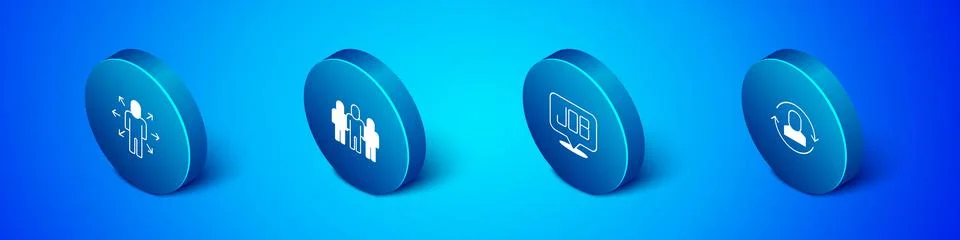 Set Isometric Multitasking manager working, Search job, Exchange and Project Stock Illustration