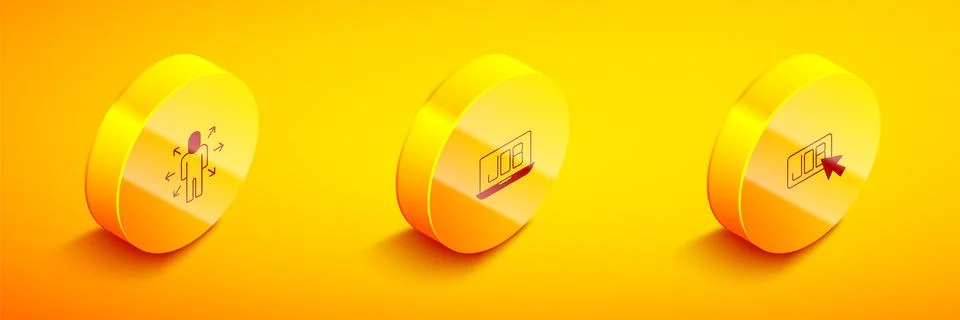 Set Isometric Multitasking manager working, Search job and icon. Vector 스톡 일러스트