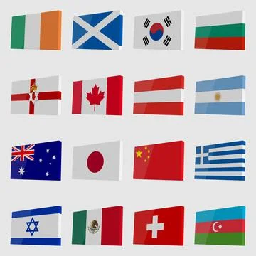 Set of isometric national flags Stock Illustration