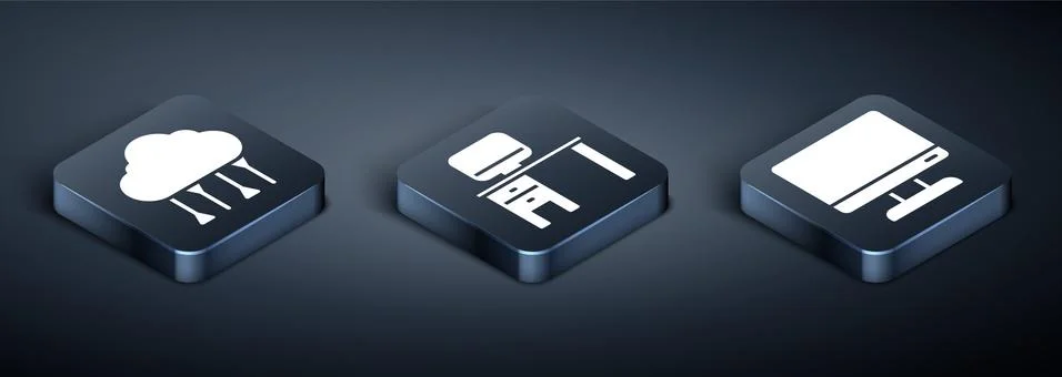 Set Isometric Network cloud connection, Computer monitor screen and Computer Stockillustratie