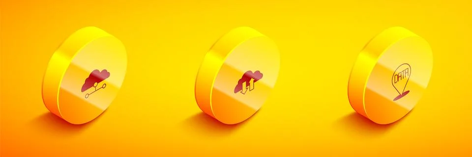 Set Isometric Network cloud connection, Cloud download and upload and Data イラスト素材