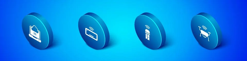 Set Isometric Network cloud connection, Usb wireless adapter, Smart drone s.. Stock Illustration
