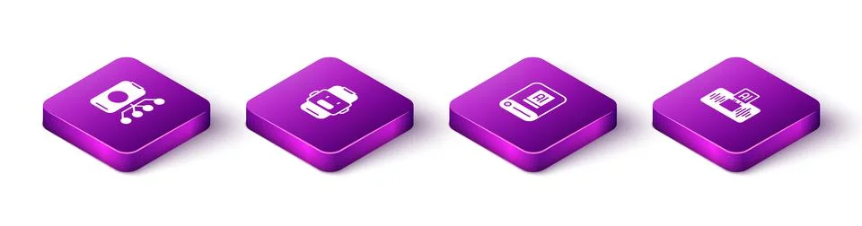 Set Isometric Neural network, Chat bot, Artificial intelligence AI and icon Stock Illustration