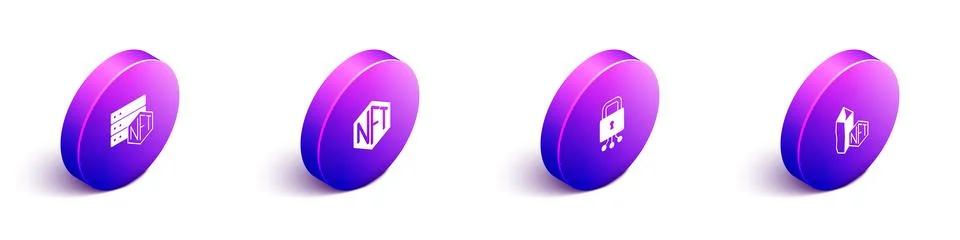 Set Isometric NFT blockchain technology, Digital crypto art, Cyber security and Stockillustratie