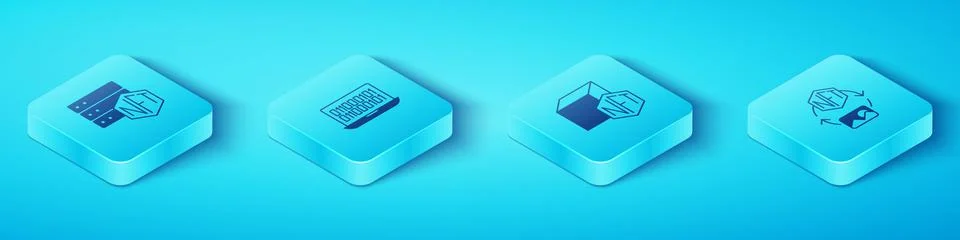 Set Isometric NFT blockchain technology, Binary code, Digital crypto art an.. Stock Illustration
