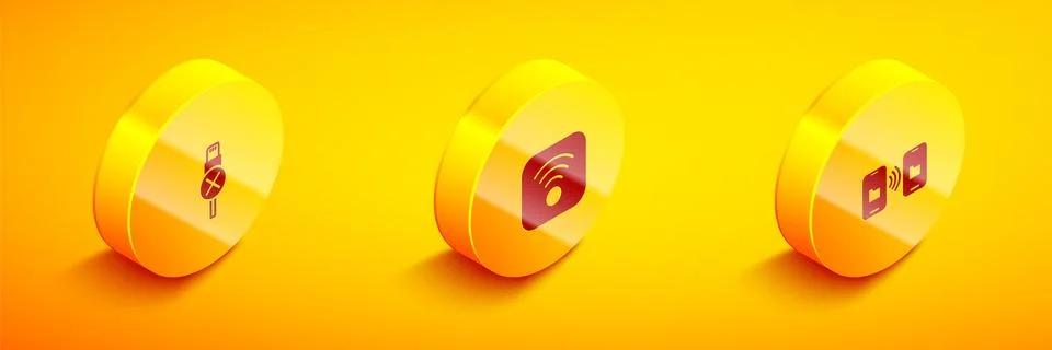 Set Isometric No usb cable cord, Wi-Fi wireless internet and Data transfer and Stock Illustration