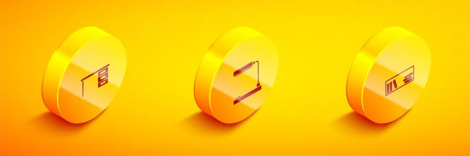 Set Isometric Office desk, Table lamp and Shelf with books icon. Vector Stock-Illustration