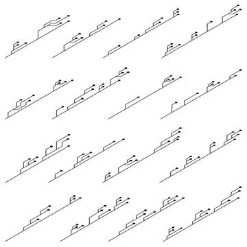 Set of isometric printed circuit board PCB tracks silhouettes isolated on ... Stock Photos