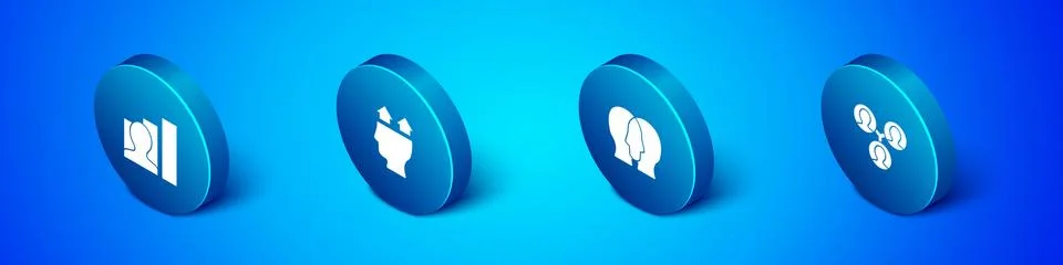 Set Isometric Productive human, Project team base, and User of icon. Vector Stock Illustration