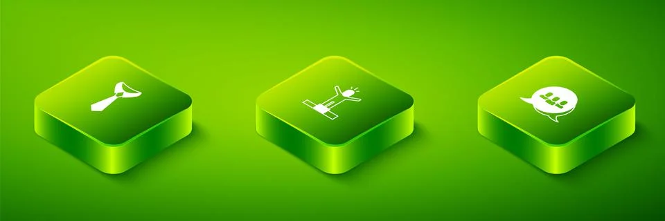 Set Isometric Productive human, Project team base and Tie icon. Vector Stock Illustration