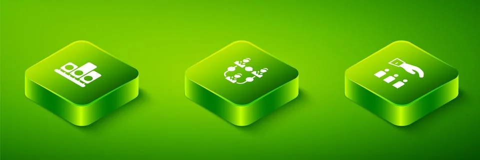 Set Isometric Project team base, Boss with employee and Ranking star icon Stock Illustration