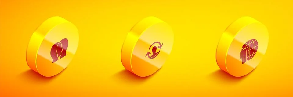 Set Isometric Project team base, Human resources and Head hunting icon. Vector Stock Illustration