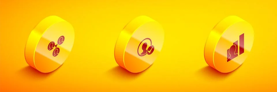 Set Isometric Project team base, Create account screen and Productive human icon Stock Illustration