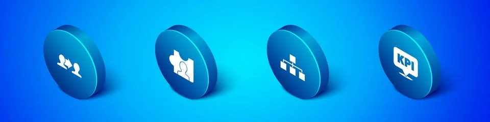 Set Isometric Project team base, Hierarchy organogram chart, Key performance Stock Illustration