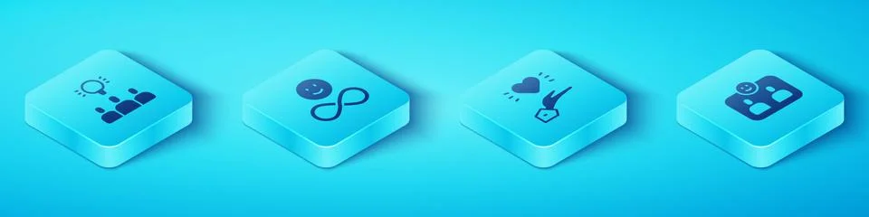 Set Isometric Project team base, Friends forever, and Pleasant relationship icon Stock Illustration