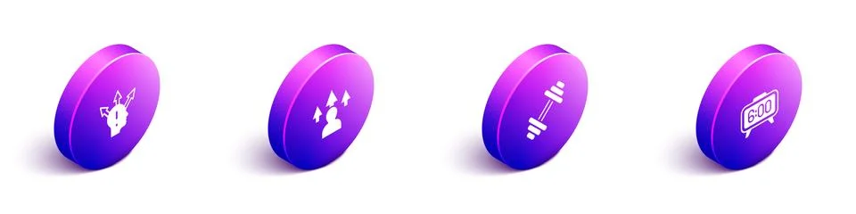 Set Isometric Project team base, Front end development, Dumbbell and Digital Illustrazione stock