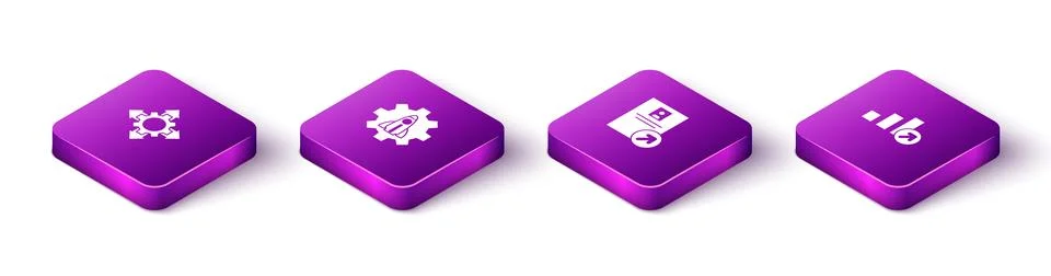 Set Isometric Project team base, Startup project concept, Job promotion and F Stock Illustration