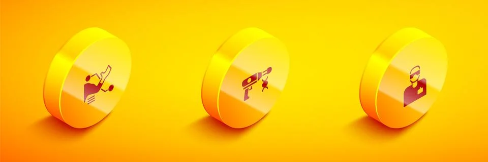 Set Isometric Prosthesis hand, Transfer liquid gun and Laboratory assistant icon 스톡 일러스트