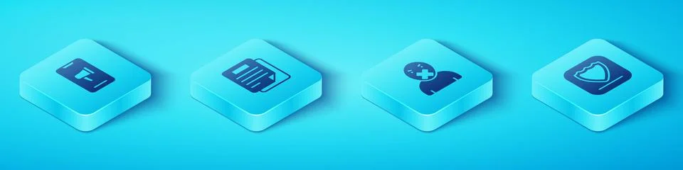 Set Isometric Protest, Document, Shield and Censor and freedom of speech icon 스톡 일러스트