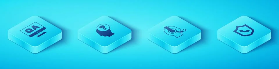 Set Isometric Question and Answer, Head with question mark, Telephone 24 hour イラスト素材