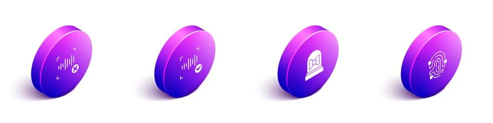 Set Isometric Rejection voice recognition, Voice, Motion sensor and Fingerprint Stock Illustration