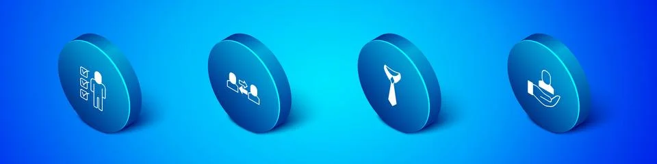Set Isometric Resume, Tie, Worker and Exchange work icon. Vector イラスト素材
