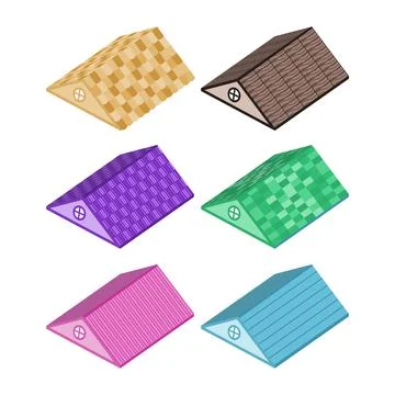 Set of isometric roofing construction collection, part of building, Houseto.. Ilustración de archivo