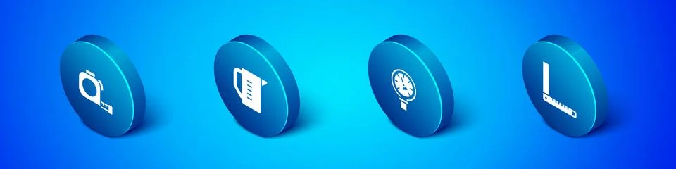 Set Isometric Roulette construction, Pressure water meter, Corner ruler and イラスト素材