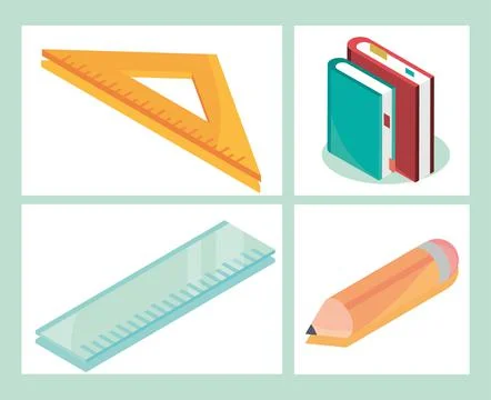 Set of isometric school Illustrazione stock