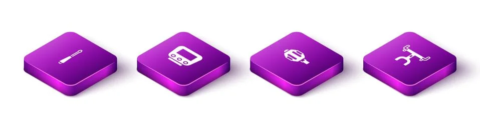 Set Isometric Screwdriver, Bicycle speedometer, pedal and handlebar icon. Vector イラスト素材