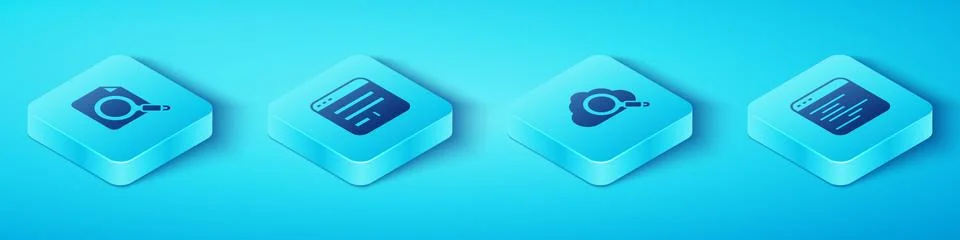 Set Isometric Search concept with folder, Browser window, Software and cloud Illustrazione stock
