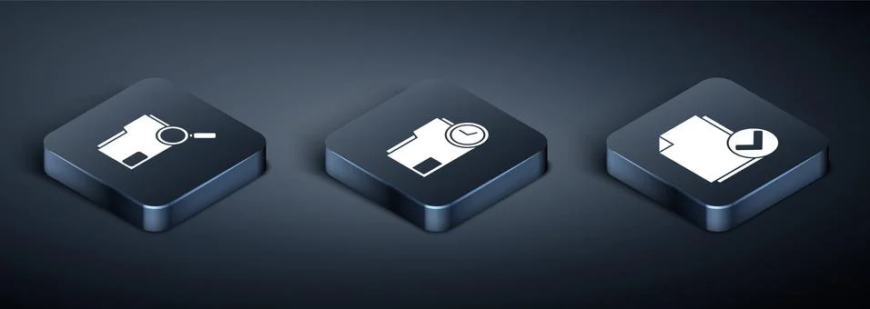 Set Isometric Search concept with folder, Document and check mark and Document イラスト素材