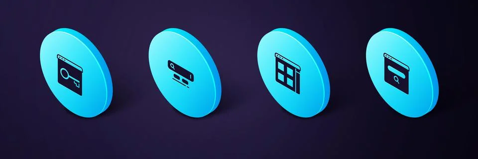 Set Isometric Search engine, Browser files, and Secure your site with HTTPS, SSL Ilustração Stock