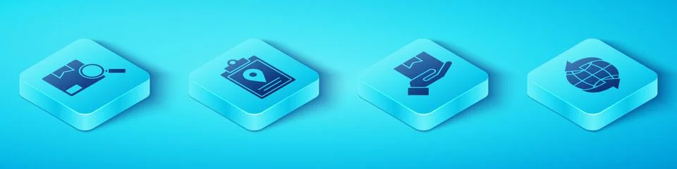 Set Isometric Search package, Document tracking marker system, Worldwide and 库存插图