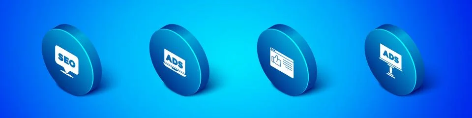 Set Isometric SEO optimization, Browser window, Advertising and icon. Vector イラスト素材