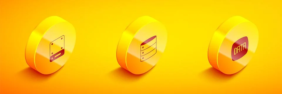 Set Isometric Server, and Data analysis icon. Vector Stockillustratie