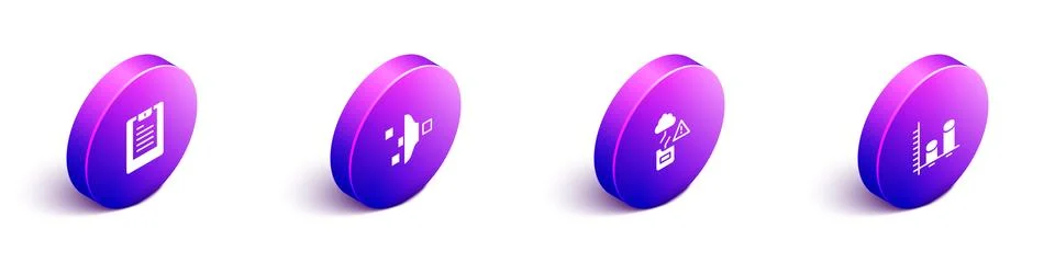 Set Isometric Server, Data report, Filter setting, Cloud technology data 스톡 일러스트