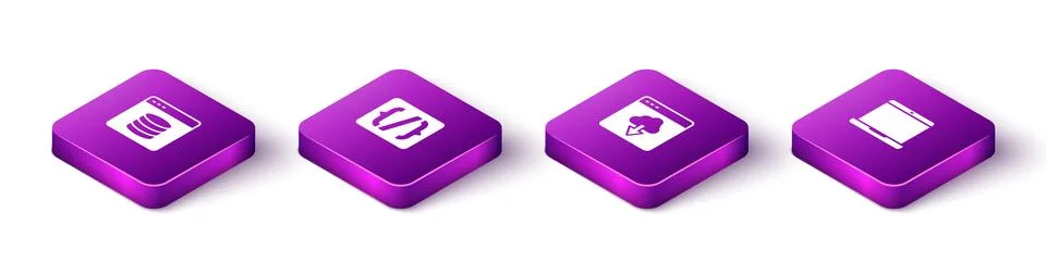 Set Isometric Server, Data, Web Hosting, Programming language syntax, Cloud.. Stock Illustration